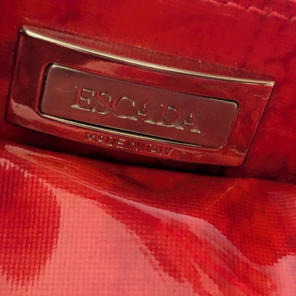 Escada Red / Snake Print Patent Leather Handbag - Picture 11 of 15